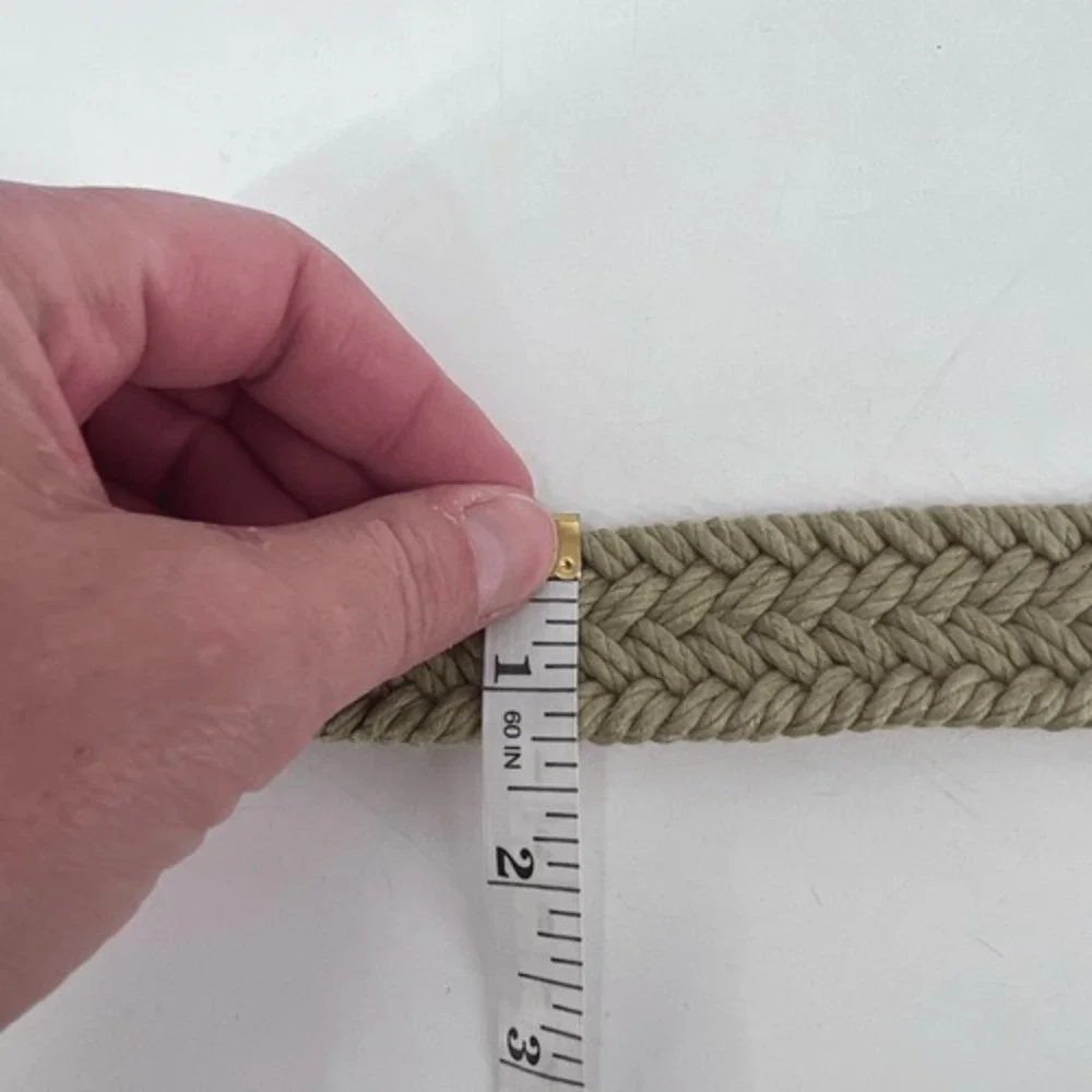 Gap Unisex‎ Genuine Leather Elastic Woven Braided Waist Belt Beige Tan Size 32